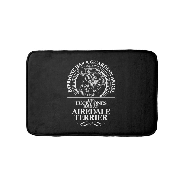 Airedale Terrier Guardian Angel dog quote Bath Mat (Front)