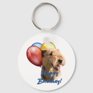 Airedale Terrier Happy Birthday Balloon Keychain