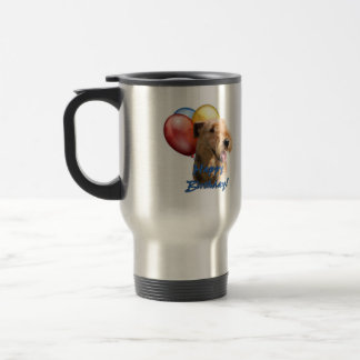 Airedale Terrier Happy Birthday Balloon Travel Mug
