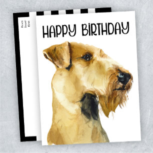 Airedale Terrier Happy Birthday Watercolor Dog Postcard