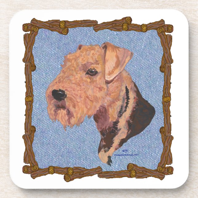 Airedale Terrier Head Study Drink Coaster (Front)