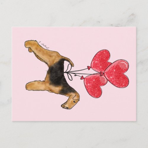 Airedale Terrier Hearts Postcard