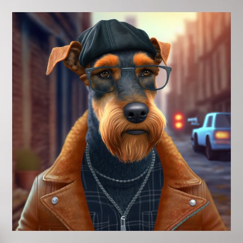 Airedale Terrier Hipster Dog Poster