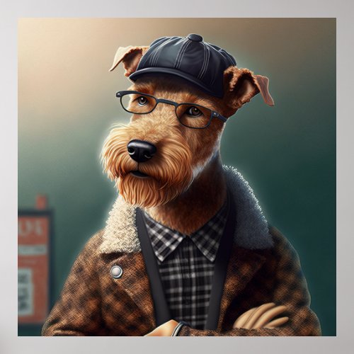 Airedale Terrier Hipster Dog Poster