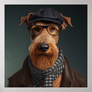Airedale Terrier Hipster Dog Poster
