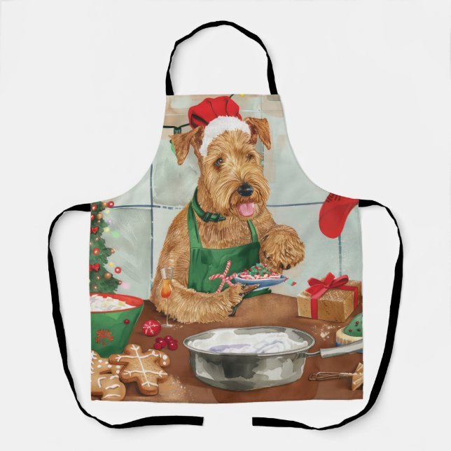 Airedale Terrier Holiday Baking: Festive Christmas Apron (Front)