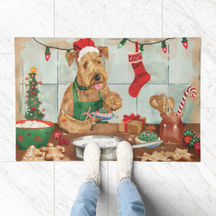 Airedale Terrier Holiday Baking: Festive Christmas Doormat