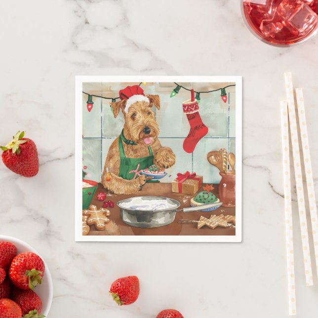 Airedale Terrier Holiday Baking: Festive Christmas Napkins (Insitu)