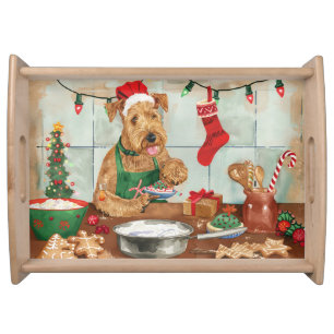 Airedale Terrier Holiday Baking: Festive Christmas Serving Tray