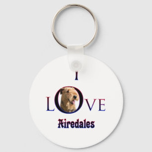 Airedale Terrier I Love Keychain