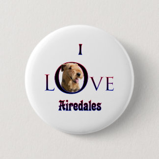Airedale Terrier I Love Pinback Button
