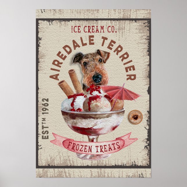 Airedale Terrier Ice-cream Funny Frozen Treats Poster (Front)