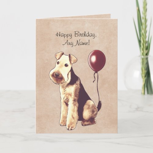 Airedale Terrier Illustrated Birthday Card