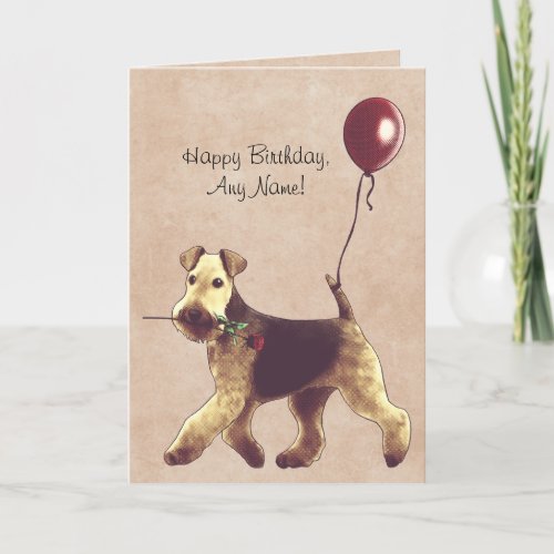 Airedale Terrier Illustrated Birthday Card