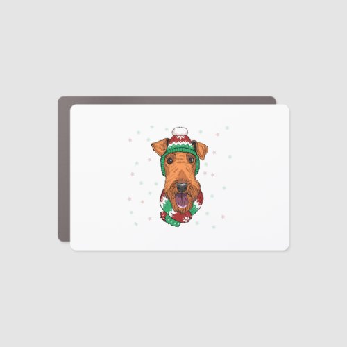 Airedale Terrier in christmas hat     Car Magnet