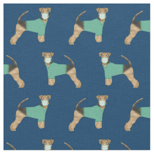 Airedale Terrier in scrubs navy Fabric