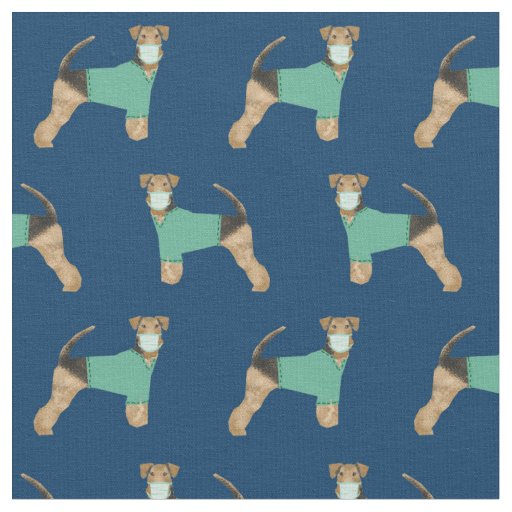 Airedale Terrier in scrubs navy Fabric