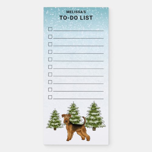 Airedale Terrier In Snowy Winter Forest To_Do List Magnetic Notepad