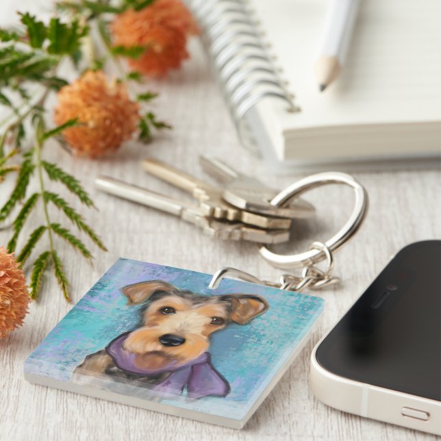 Airedale Terrier Keychain (Front Right)