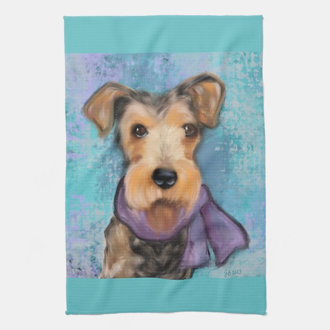 Airedale Terrier Kitchen Towel (Vertical)