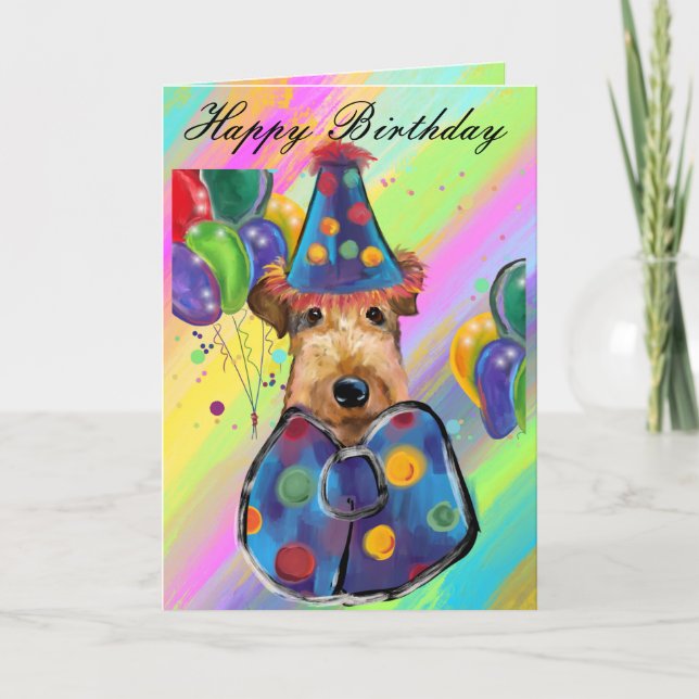  AIREDALE TERRIER           LETTERPRESS THANK YOU CARD (Front)
