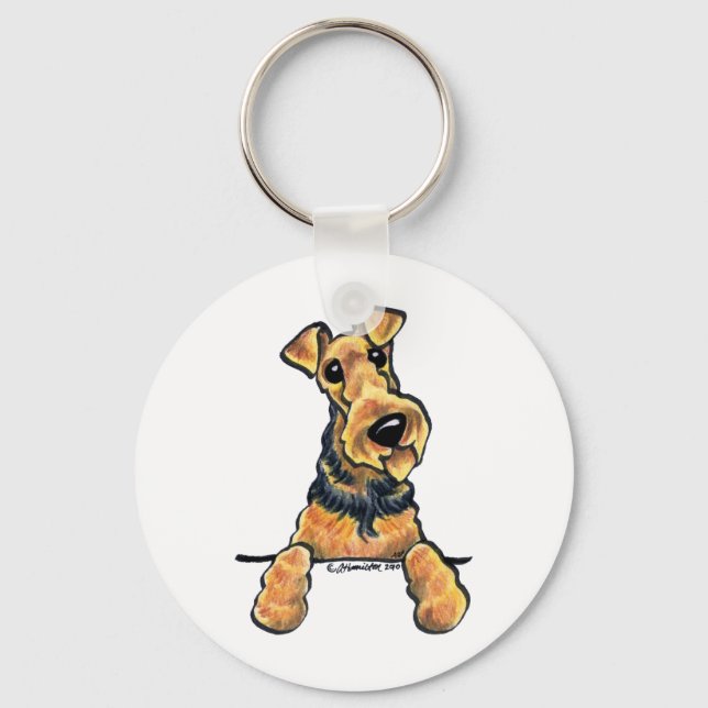 Airedale Terrier Line Art Keychain (Front)