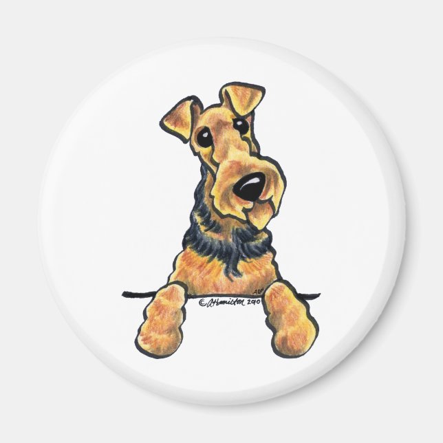 Airedale Terrier Line Art Magnet (Front)