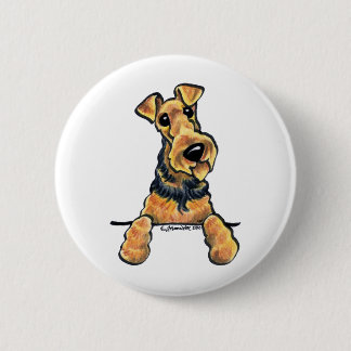 Airedale Terrier Line Art Pinback Button