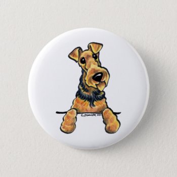 Airedale Terrier Line Art Pinback Button by offleashart at Zazzle