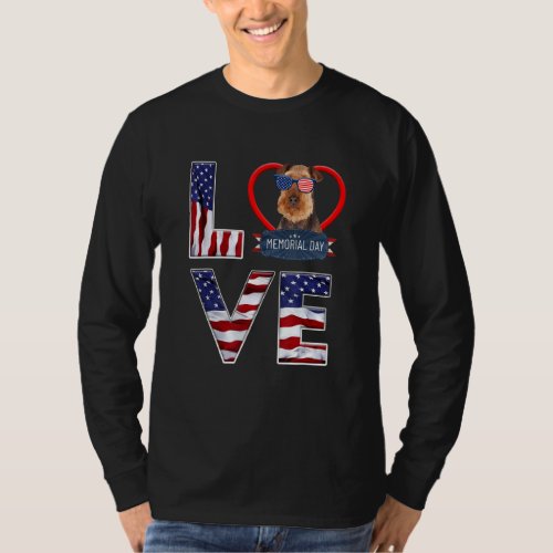 Airedale Terrier  Memorial Day 4th Of July Veteran T_Shirt