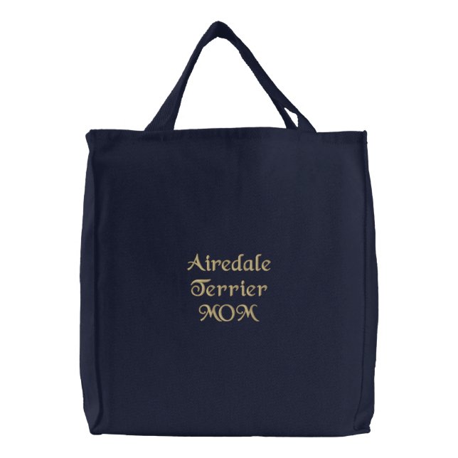 Airedale Terrier MOM Embroidered Tote Bag (Front)