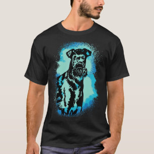 Airedale Terrier Paint Blue Design Dog Mom Dad T-Shirt