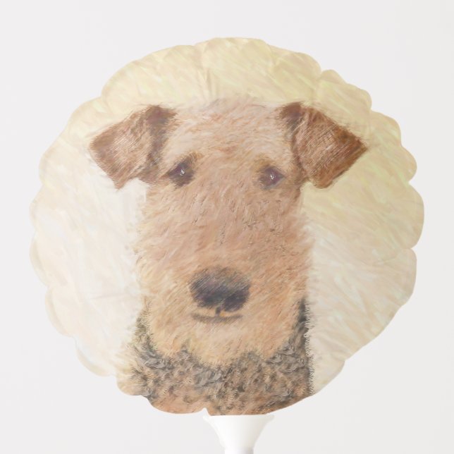 Airedale Terrier Painting - Cute Original Art Balloon (Front)