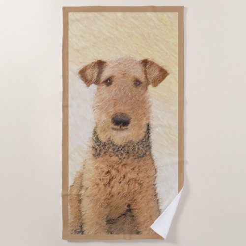 Airedale Terrier Painting _ Cute Original Art Beach Towel
