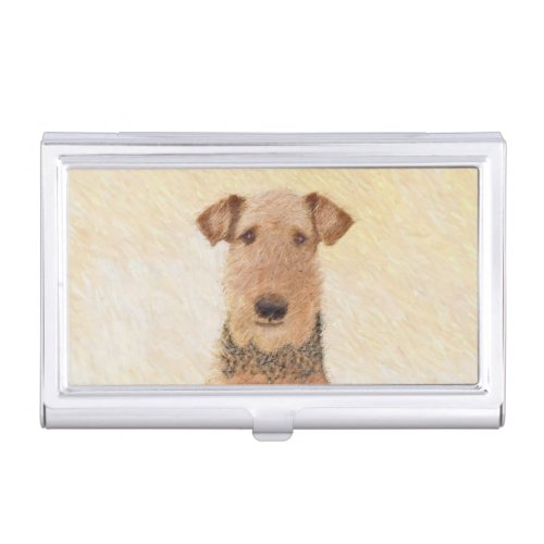 Airedale Terrier Painting _ Cute Original Art Business Card Case