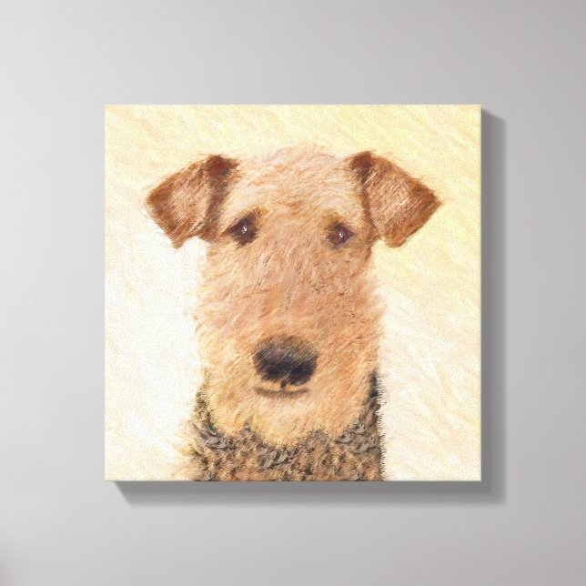 Airedale Terrier Painting - Cute Original Art Canvas Print (Front)