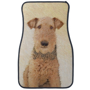 Airedale Terrier Painting - Cute Original Art Car Mat