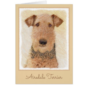 Airedale Terrier Painting - Cute Original Art Cards