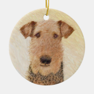 Airedale Terrier Painting - Cute Original Art Ceramic Ornament