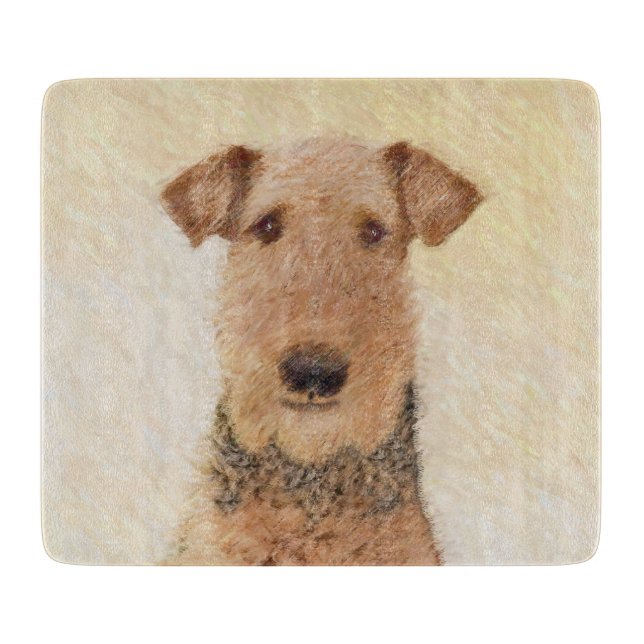 Airedale Terrier Painting - Cute Original Art Cutting Board (Front)