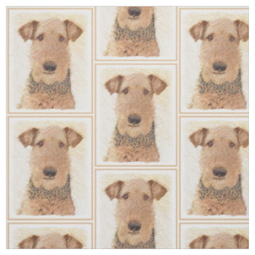 Airedale Terrier Painting - Cute Original Art Fabric