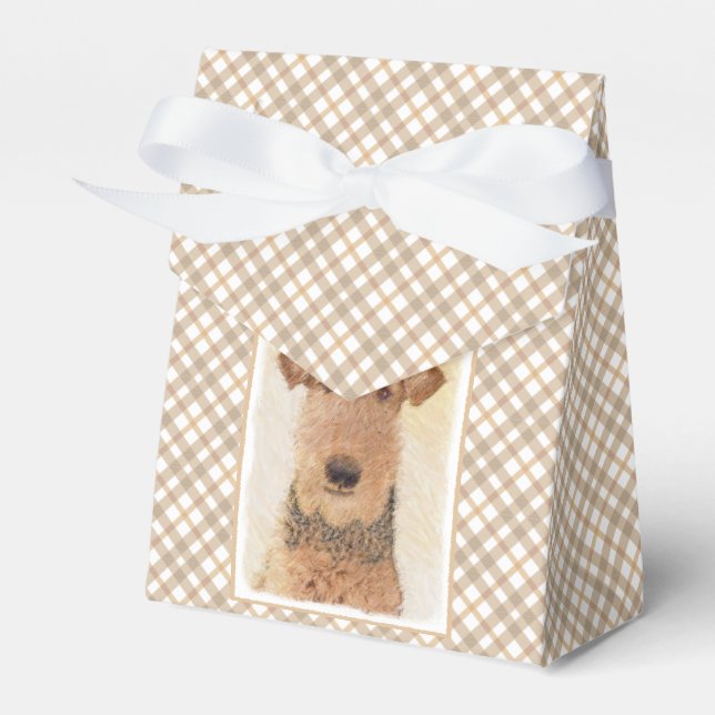 Airedale Terrier Painting - Cute Original Art Favor Boxes (Front Side)