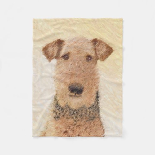 Airedale Terrier Painting _ Cute Original Art Fleece Blanket