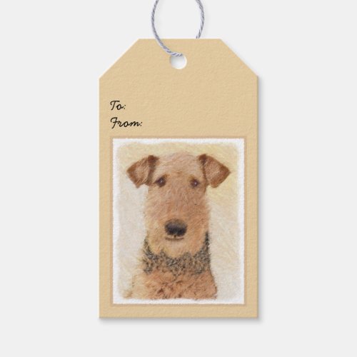 Airedale Terrier Painting _ Cute Original Art Gift Tags