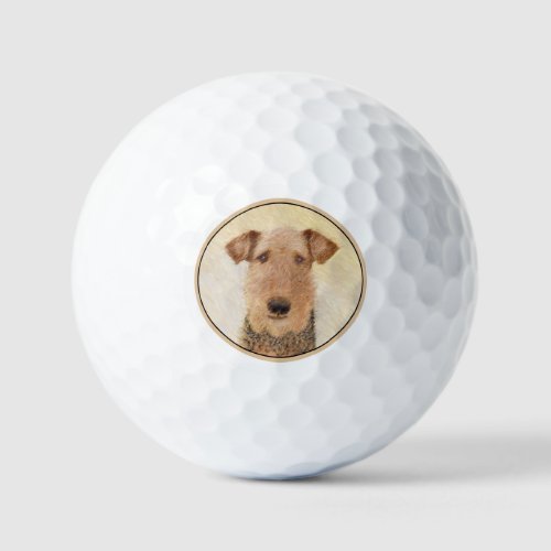 Airedale Terrier Painting _ Cute Original Art Golf Balls