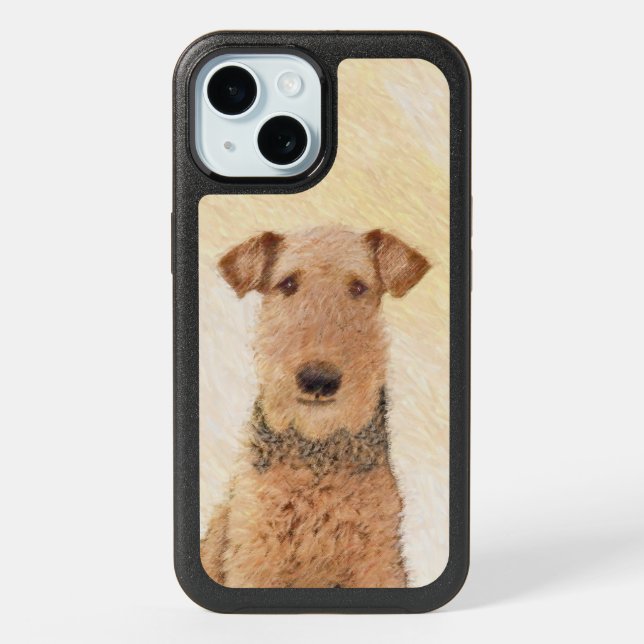 Airedale Terrier Painting - Cute Original Art iPhone 15 Case (Back)