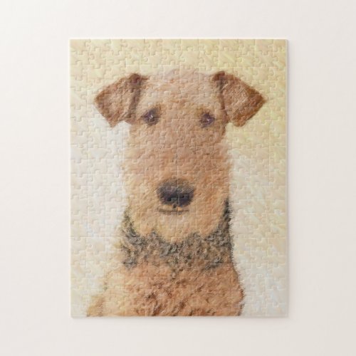 Airedale Terrier Painting _ Cute Original Art Jigsaw Puzzle