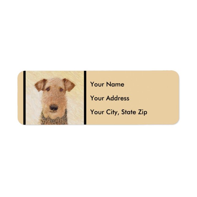 Airedale Terrier Painting - Cute Original Art Label (Front)