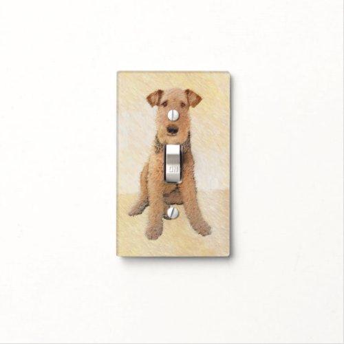 Airedale Terrier Painting _ Cute Original Art Light Switch Cover