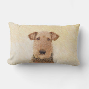 Airedale Terrier Painting - Cute Original Art Lumbar Pillow